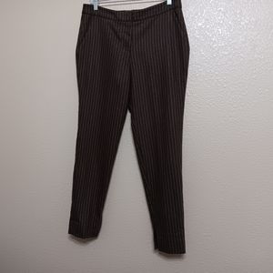 Wes Gordon Gray Orange Pin Striped Wool Slacks Pants
